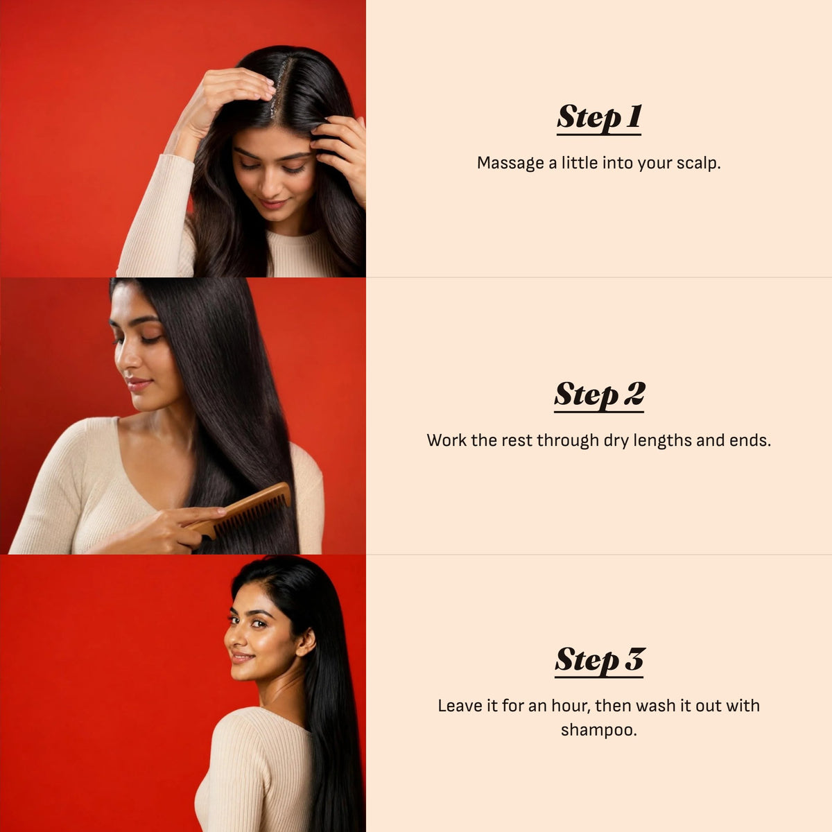 How to use Egg Yolk Hair Oil in three steps