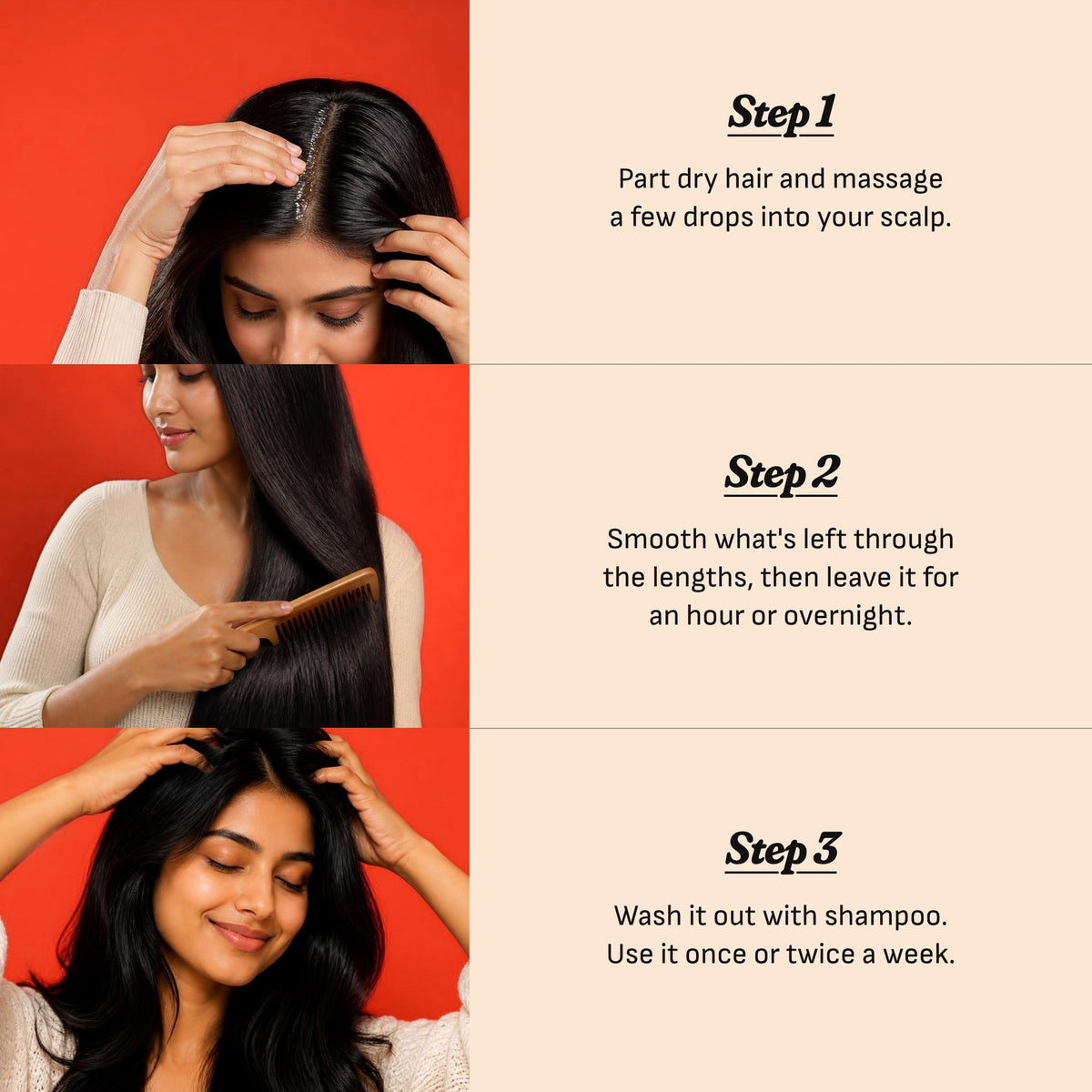 How to use Onion Hair Oil in three steps