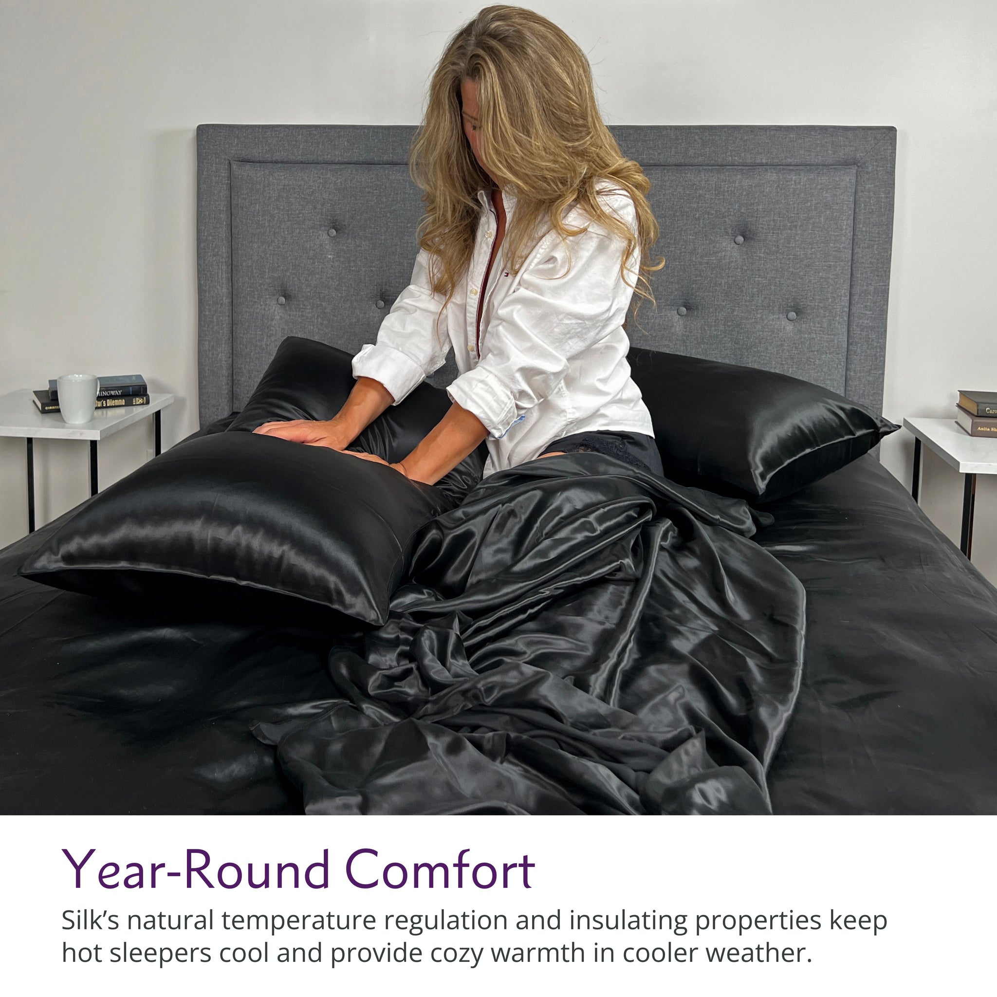 100% Mulberry Silk Bed Sheet Set Two Pillow Covers Without Filler