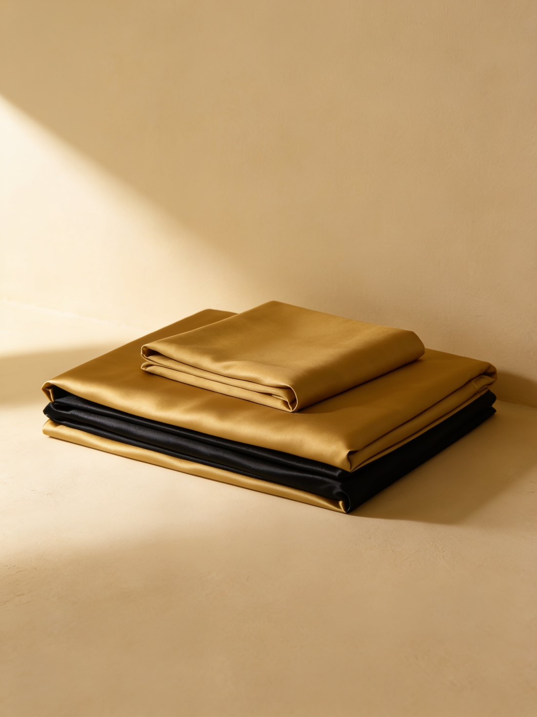 Silk Bed Sheet Obsidian Gold